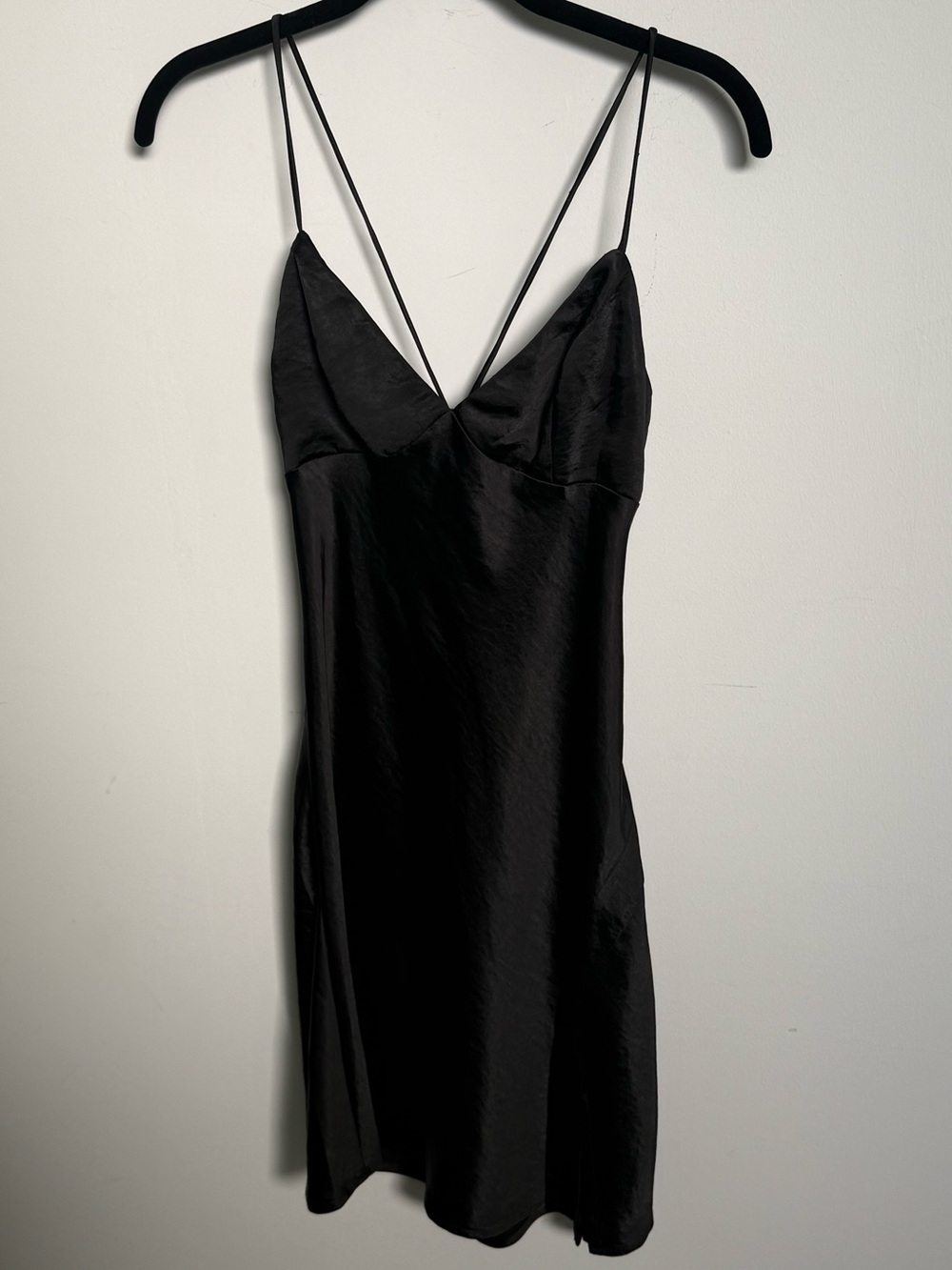 Princess Polly Black Satin Slip Dress with Double Thin Straps